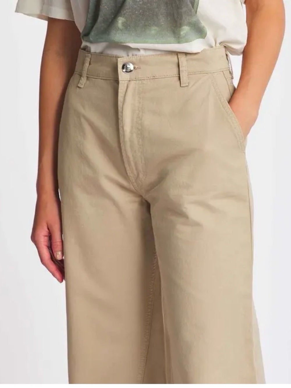 NWT Anine Bing Briley high rise Wide-Leg pants in Tan 28 - Picture 3 of 14